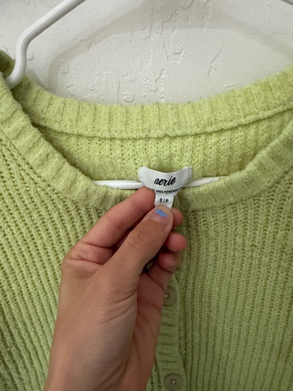 Aerie Short Sleeve Knit cardigan sweater small yellow green - Picture 3 of 6
